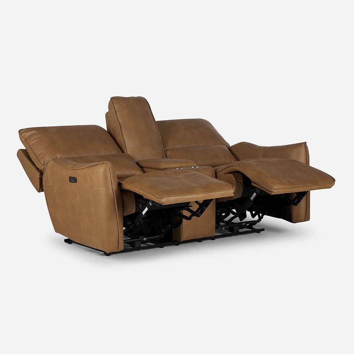 ROSEN - Sofá Reclinable Matt Eléctrico 2 Cuerpos Tela Camel