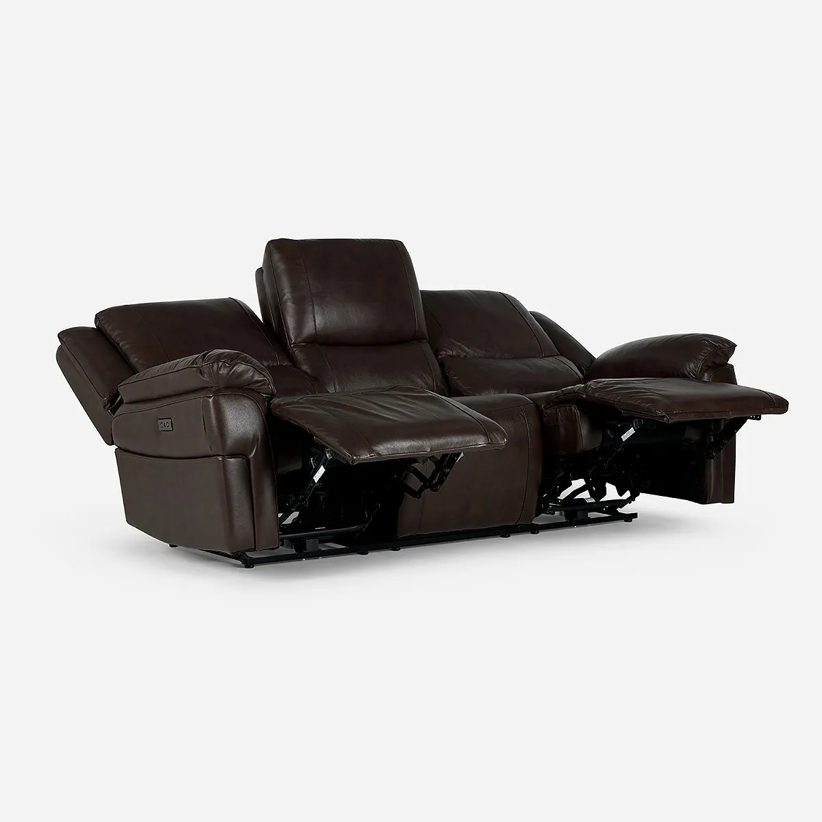 ROSEN - Sofá Reclinable Jeff Eléctrico 3 Cuerpos Cuero Chestnut