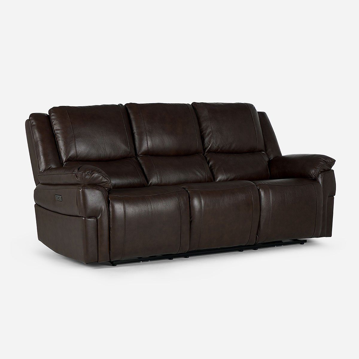 ROSEN - Sofá Reclinable Jeff Eléctrico 3 Cuerpos Cuero Chestnut