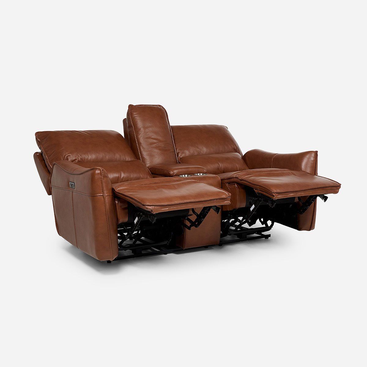 ROSEN - Sofá Reclinable Matt Eléctrico 2 Cuerpos Cuero Café