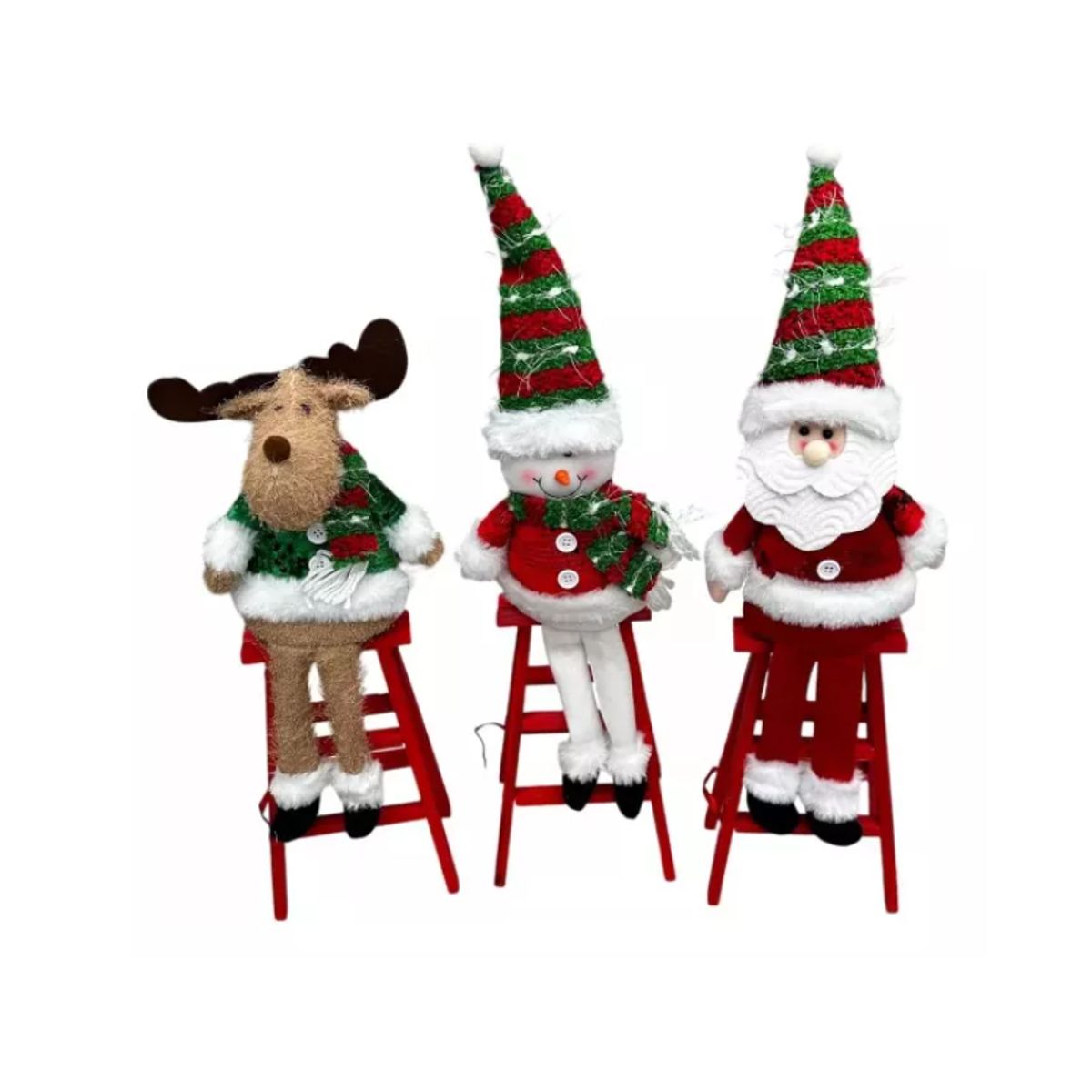 SUI GENERIS - Monos Patas Con Escalera Navideños 55 Cm Pack X 3