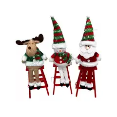 SUI GENERIS - Monos Patas Con Escalera Navideños 55 Cm Pack X 3