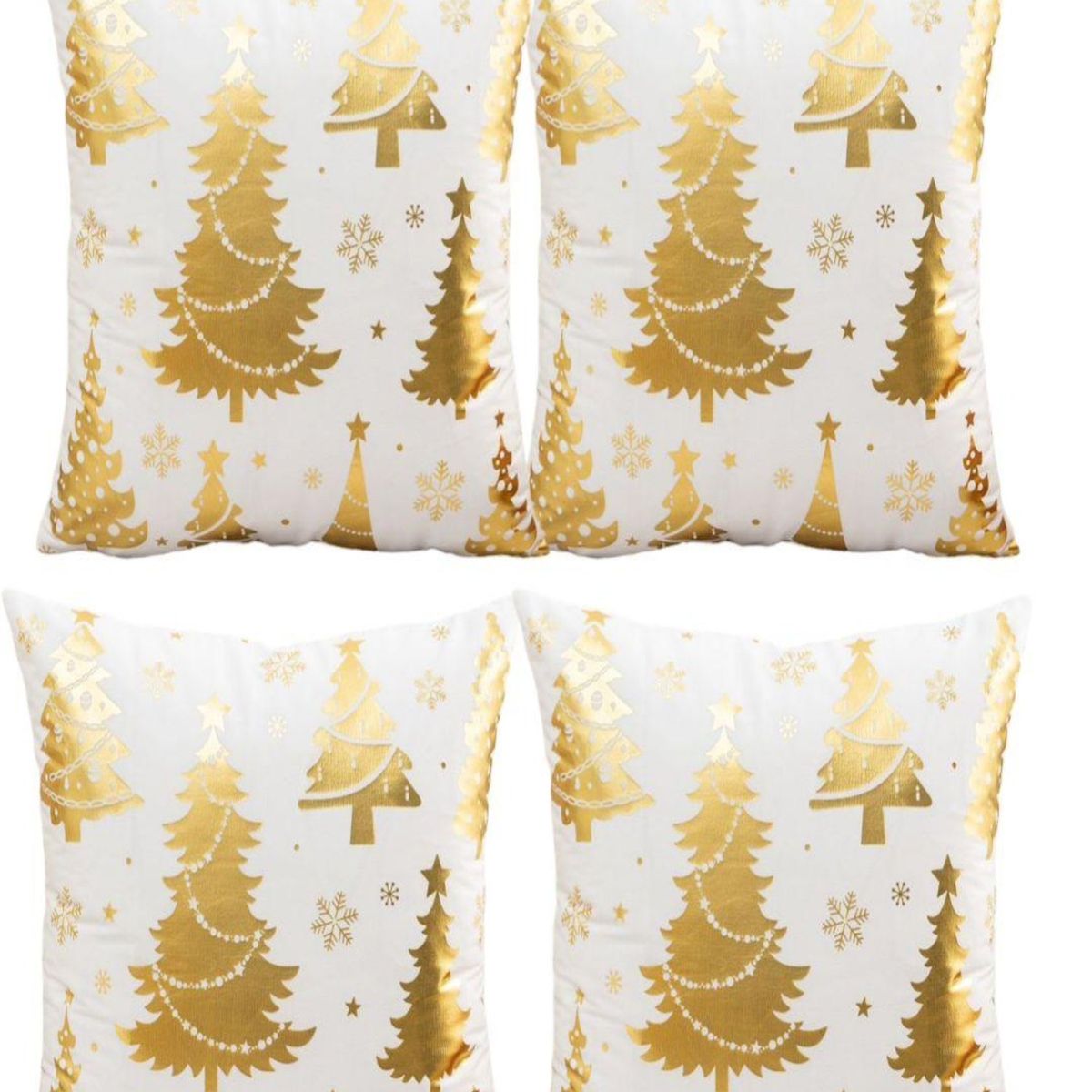 GENERICO - Pack 4 Funda Cojín navidad detalles dorado 45x45cm 15nc8