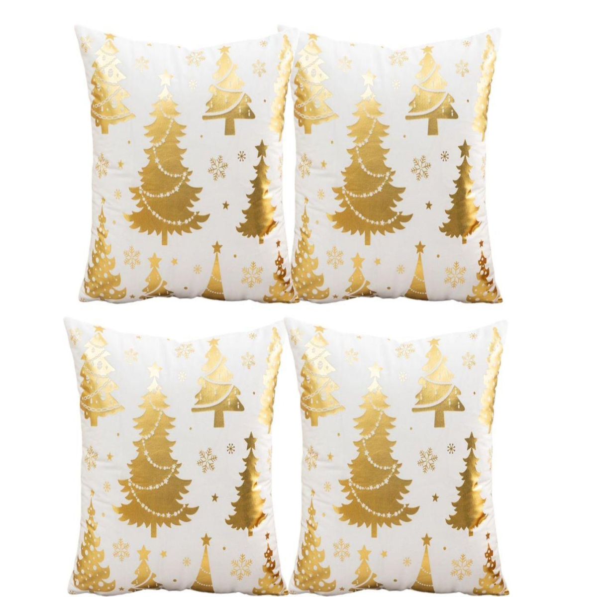 GENERICO - Pack 4 Funda Cojín navidad detalles dorado 45x45cm 15nc8