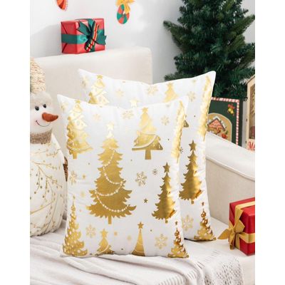 Imagen 2 del producto Pack 4 Funda Cojín navidad detalles dorado 45x45cm 15nc8