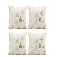 GENERICO - Pack 4 Funda Cojín navidad detalles dorado 45x45cm 15nc6