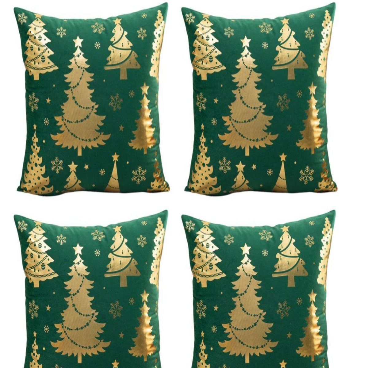 GENERICO - Pack 4 Funda Cojín navidad detalles dorado 45x45cm 15nc4
