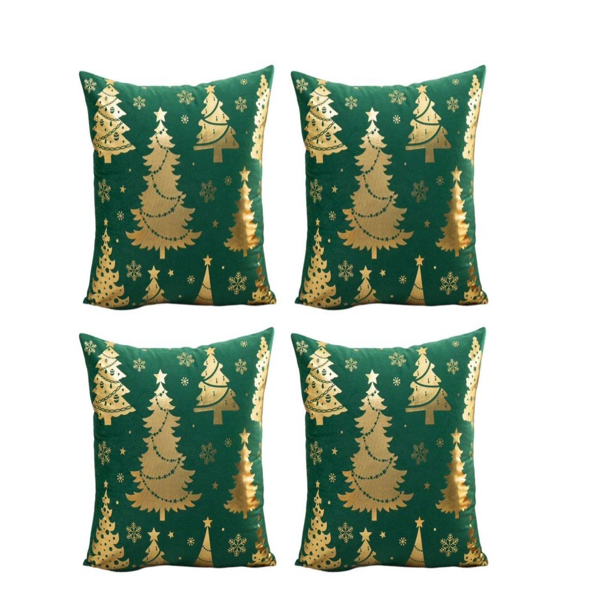 GENERICO - Pack 4 Funda Cojín navidad detalles dorado 45x45cm 15nc4