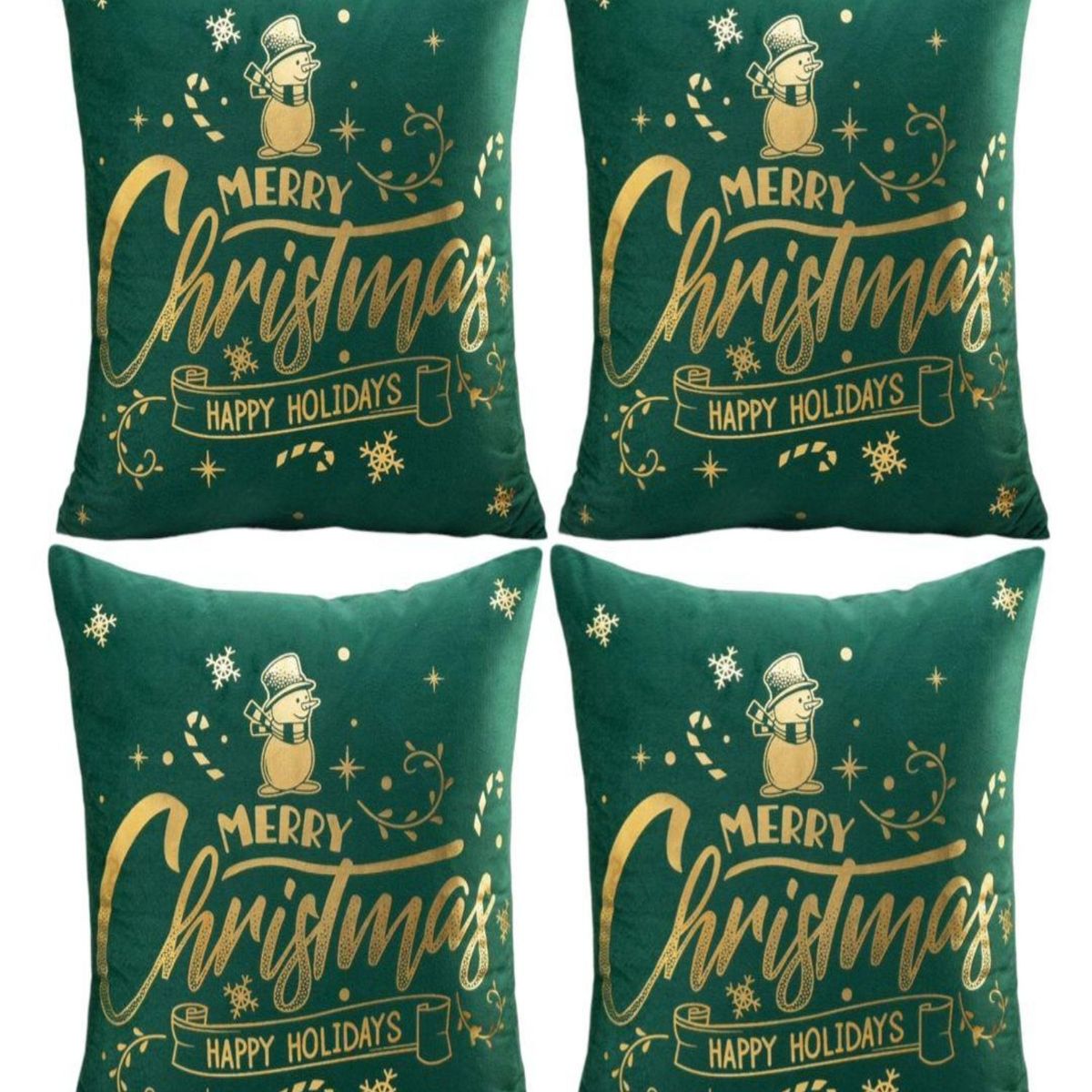 GENERICO - Pack 4 Funda Cojín navidad detalles dorado 45x45cm 15nc3