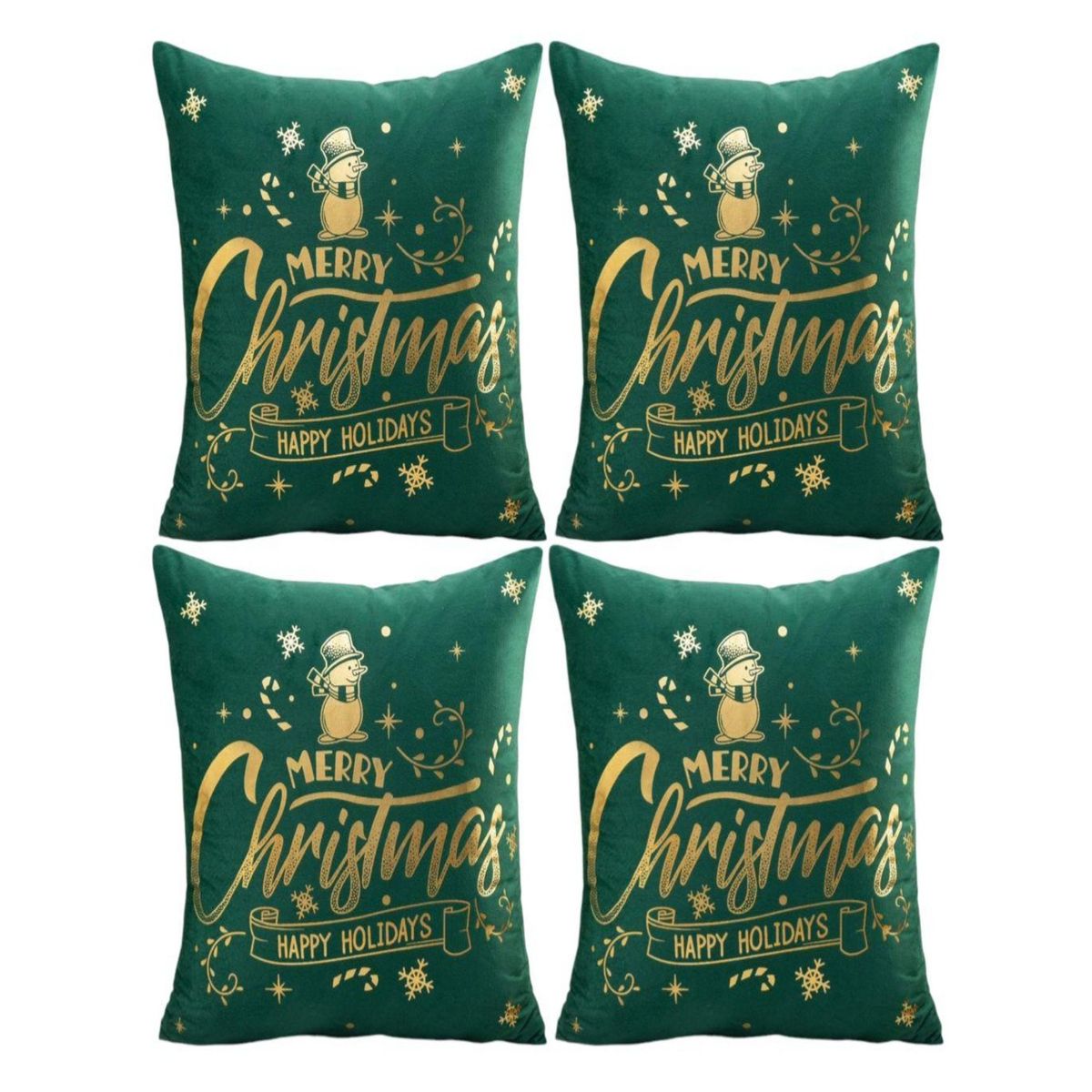 GENERICO - Pack 4 Funda Cojín navidad detalles dorado 45x45cm 15nc3