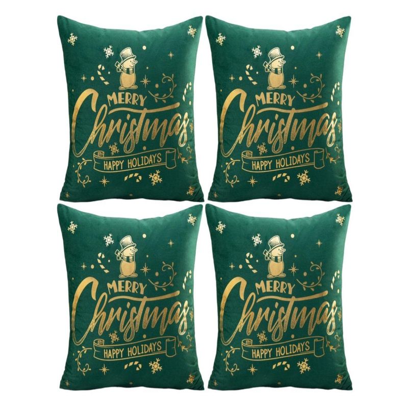 GENERICO - Pack 4 Funda Cojín navidad detalles dorado 45x45cm 15nc3