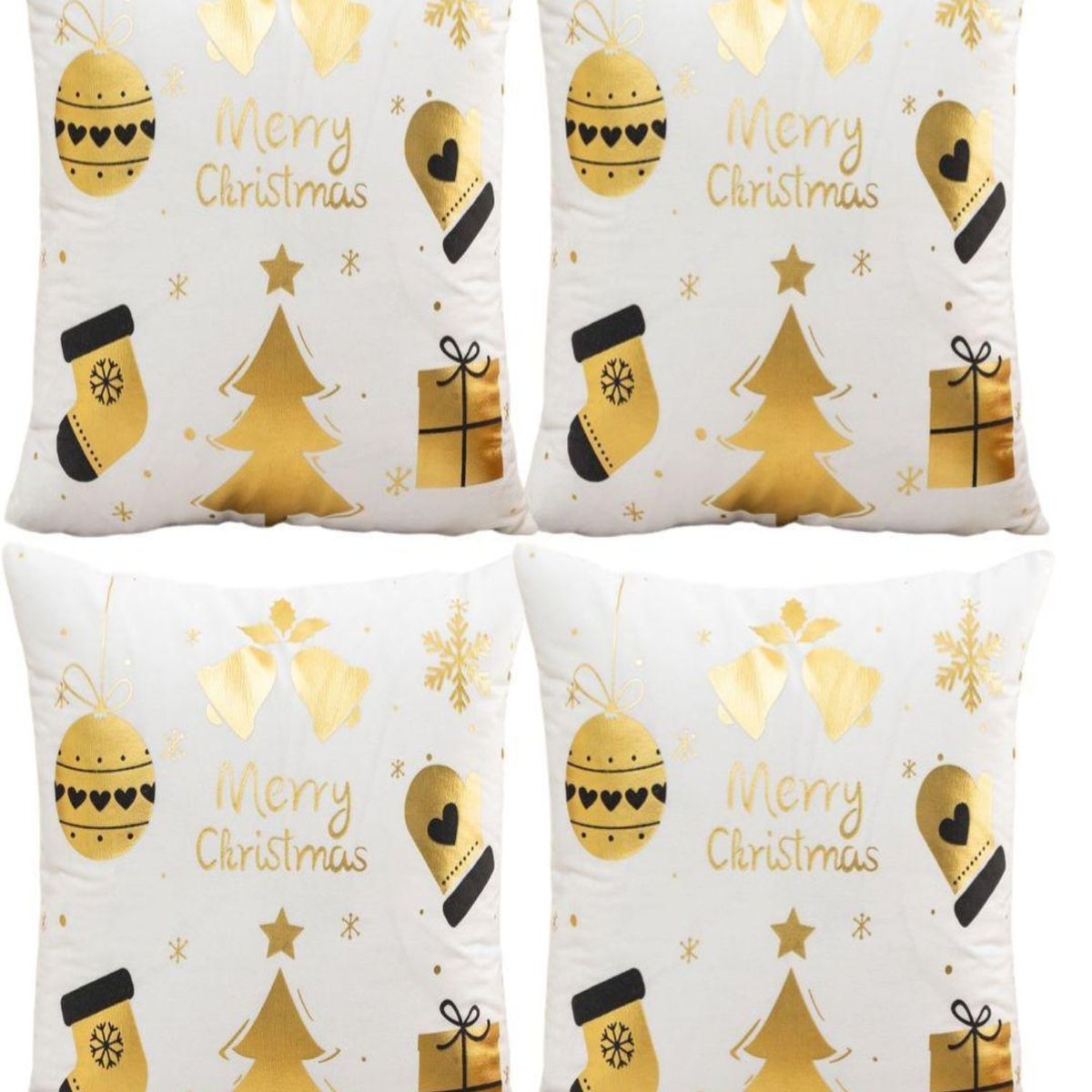 GENERICO - Pack 4 Funda Cojín navidad detalles dorado 45x45cm 15nc7