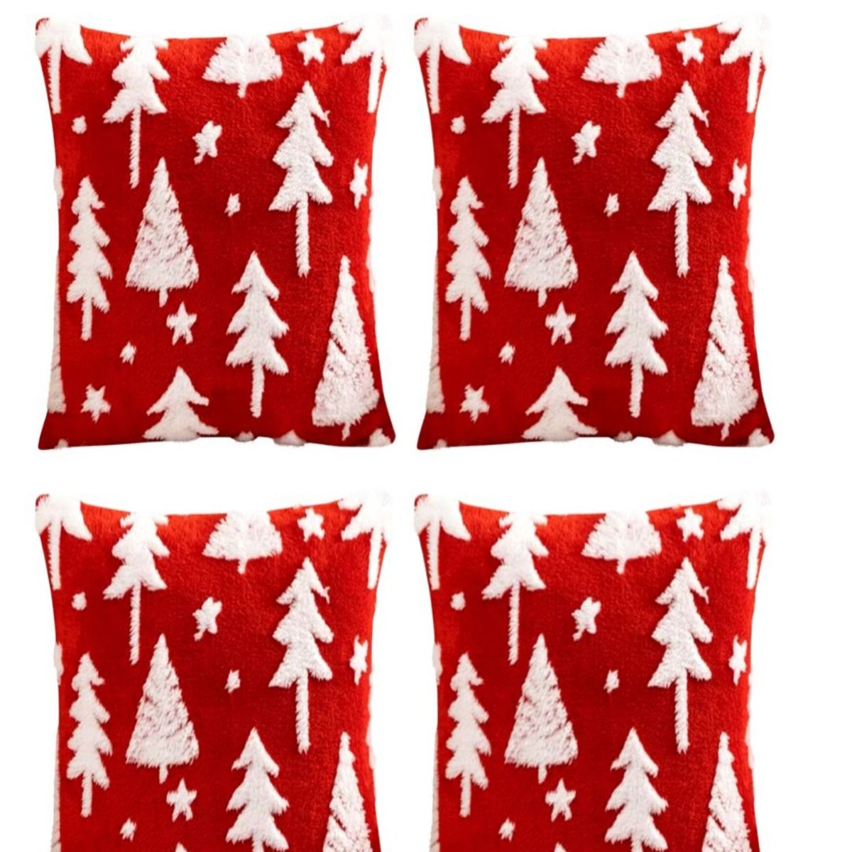 GENERICO - Pack 4 Fundas de Cojín Navidad peludos 45x45cm 15nb3