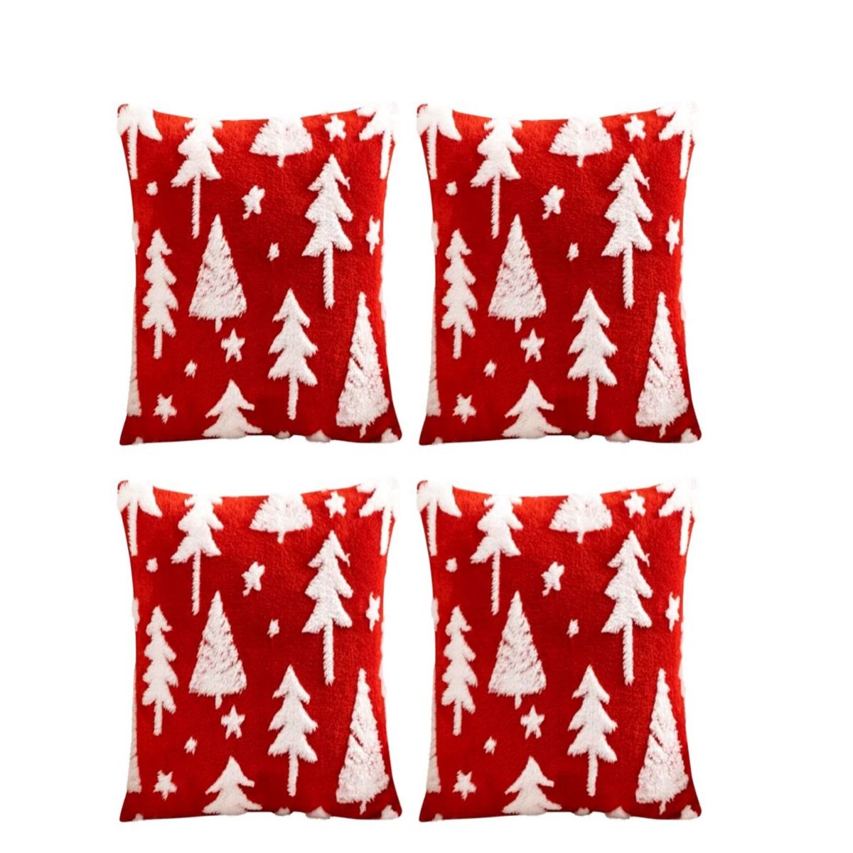 GENERICO - Pack 4 Fundas de Cojín Navidad peludos 45x45cm 15nb3