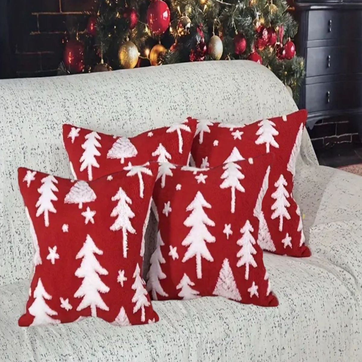 GENERICO - Pack 4 Fundas de Cojín Navidad peludos 45x45cm 15nb3