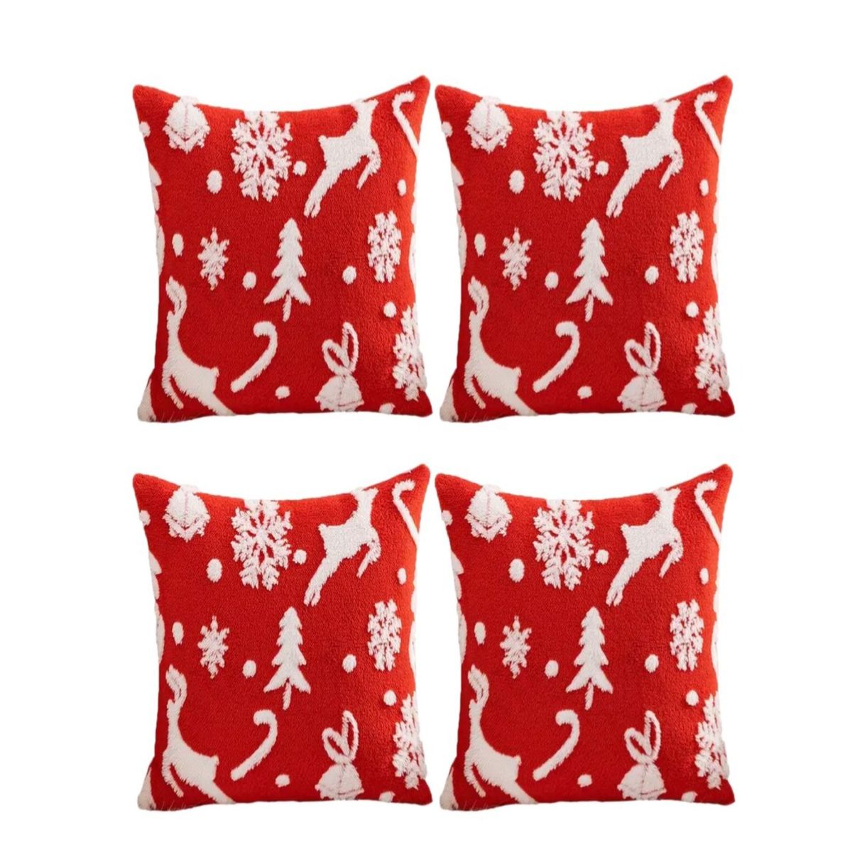 GENERICO - Pack 4 Fundas de Cojín Navidad peludos 45x45cm 15nb2