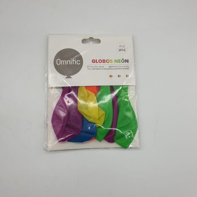 GENERICO - Globos Color Multicolor Neon 8 Unidades Tamaño R12 Fiesta