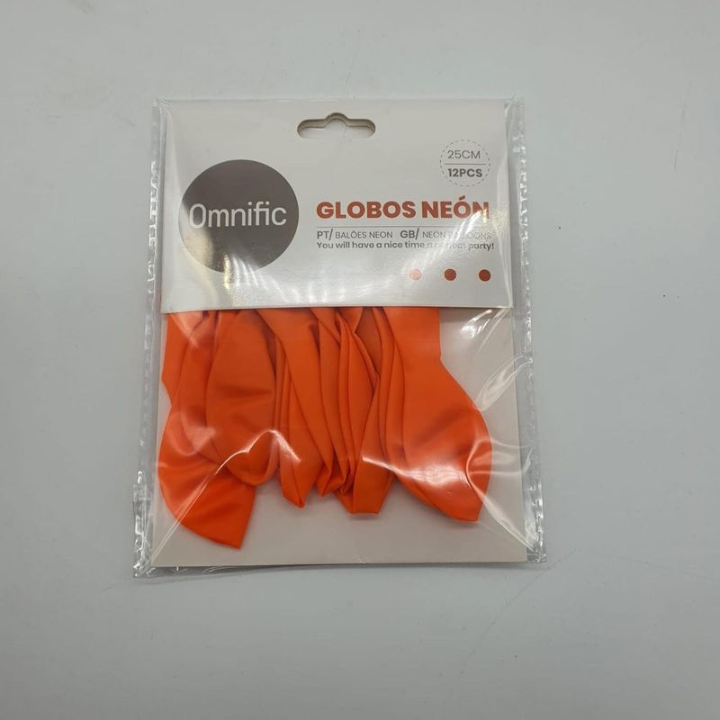 GENERICO - Globos Color Naranjo Neon 12 Unidades Tamaño 25 Cm Fiestas