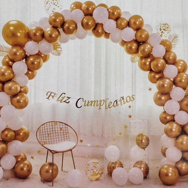 GENERICO - Set Arco De Globos Cumpleaños Fiestas Dorado 167 Piezas