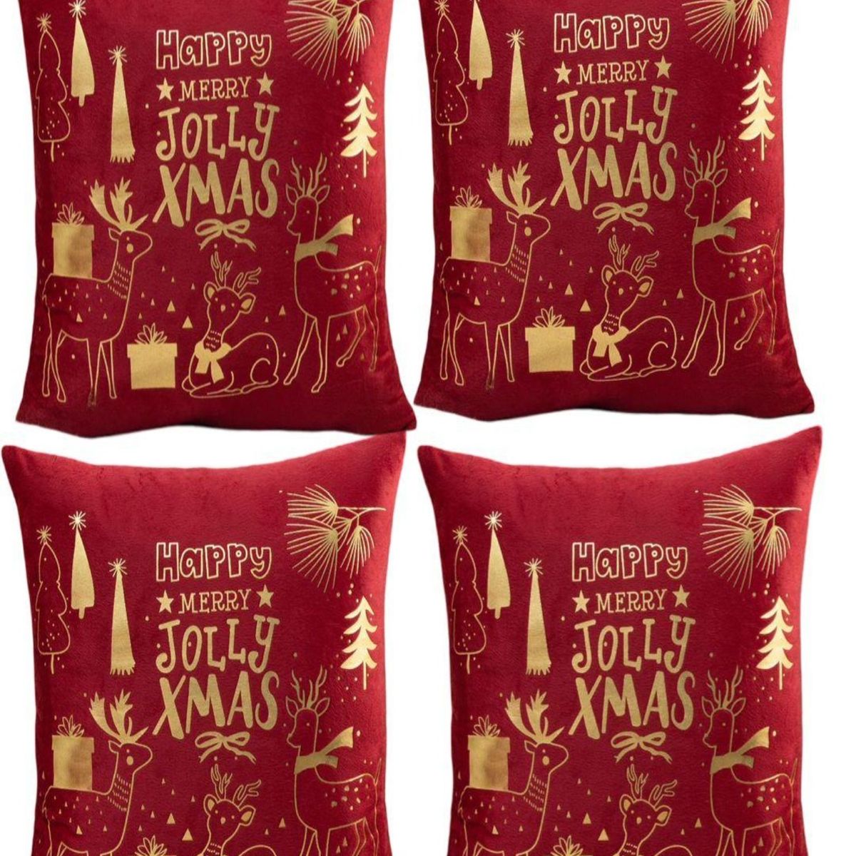 GENERICO - Pack 4 Funda Cojín navidad detalles dorado 45x45cm 15nc10