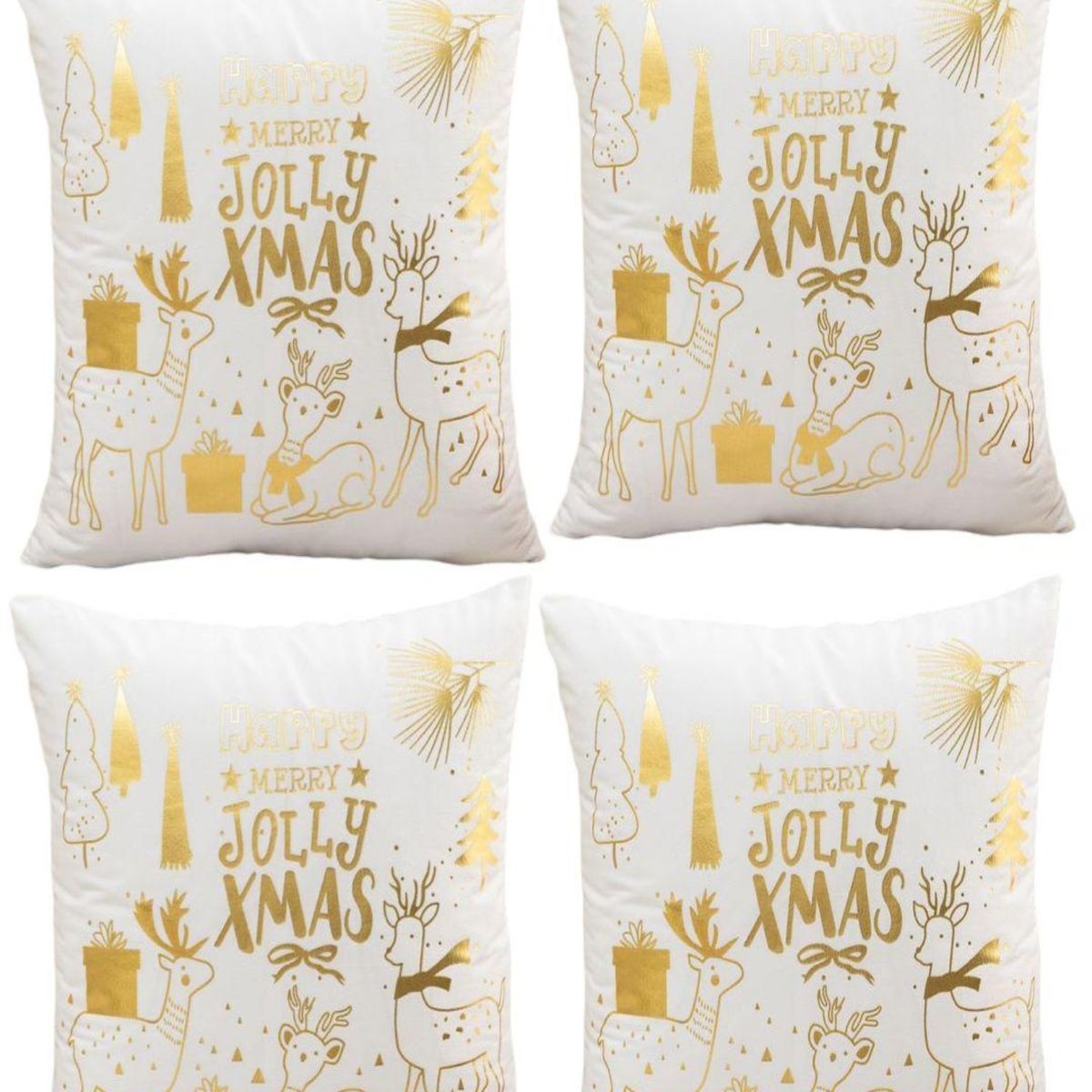 GENERICO - Pack 4 Funda Cojín navidad detalles dorado 45x45cm 15nc5