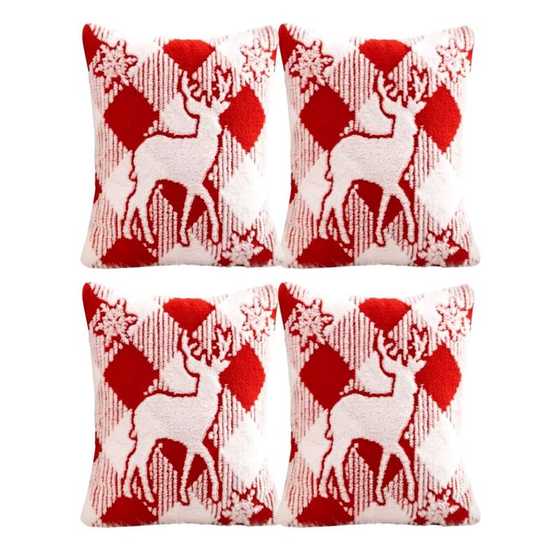 GENERICO - Pack 4 Fundas de Cojín Navidad peludos 45x45cm 15nb4