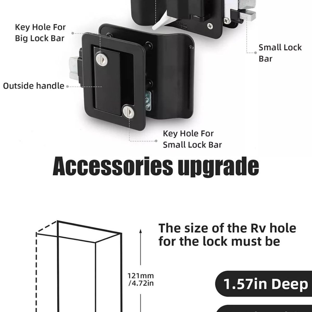 KUANGYE - Chapa Cerradura Camper Casa Rodante Inoxidable Grande