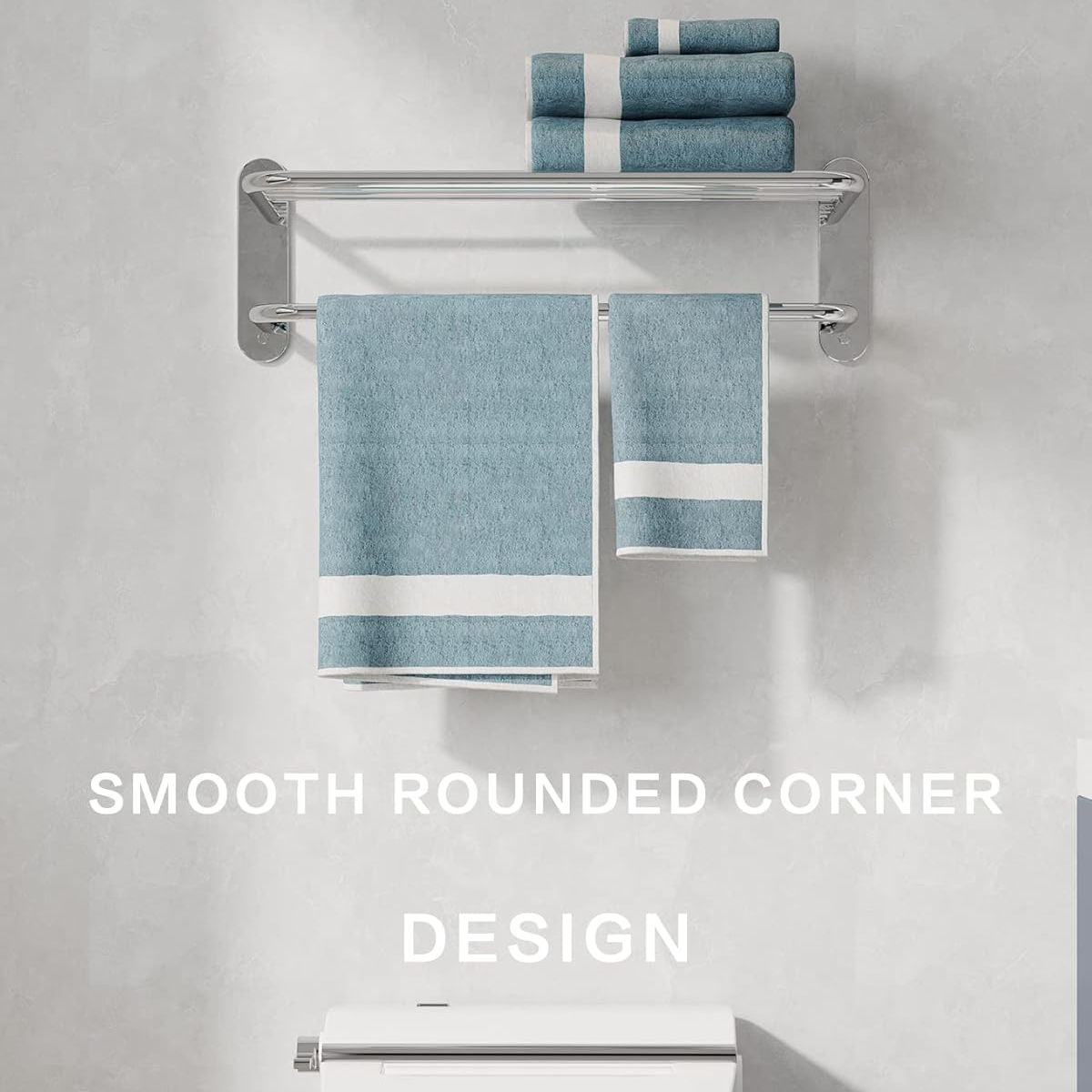 KUANGYE - Porta Toallero Repisa 60 Cm Al Muro Baño Inoxidable