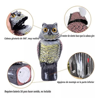 Imagen 2 del producto Ahuyentador De Pajaros Buho Espanta Palomas