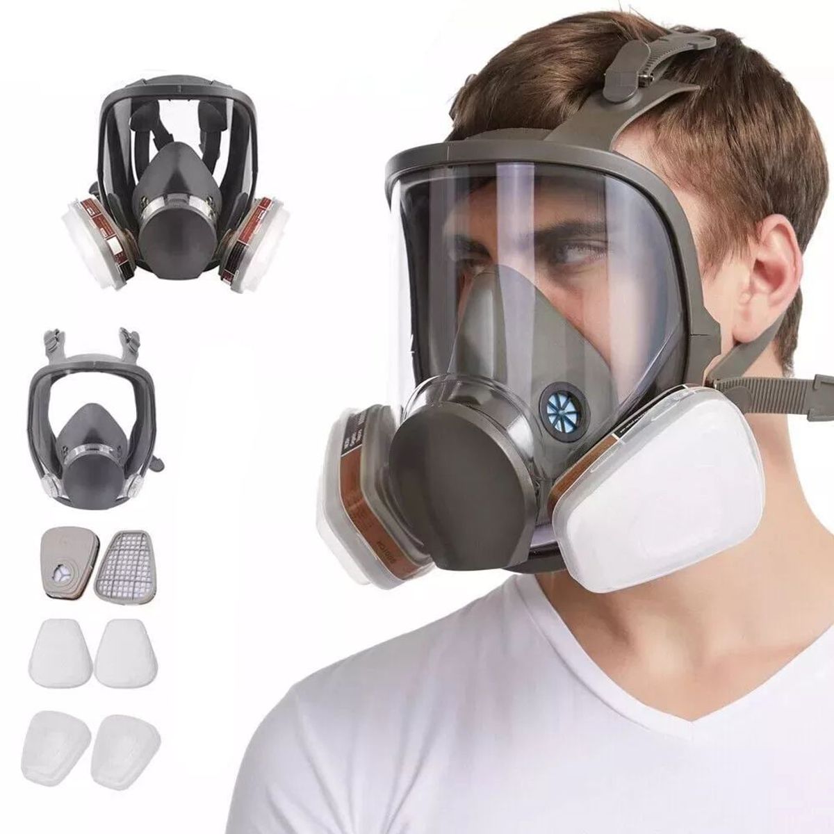 KUANGYE - Máscara De Gas Full Face Modelo 6800 7 en1 con filtros Gases