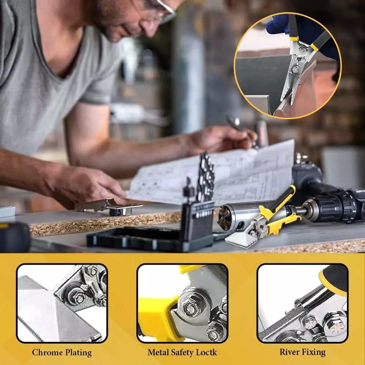 KUANGYE - Alicate 15cm Pinza Dobladora Lámina Chapa Metal