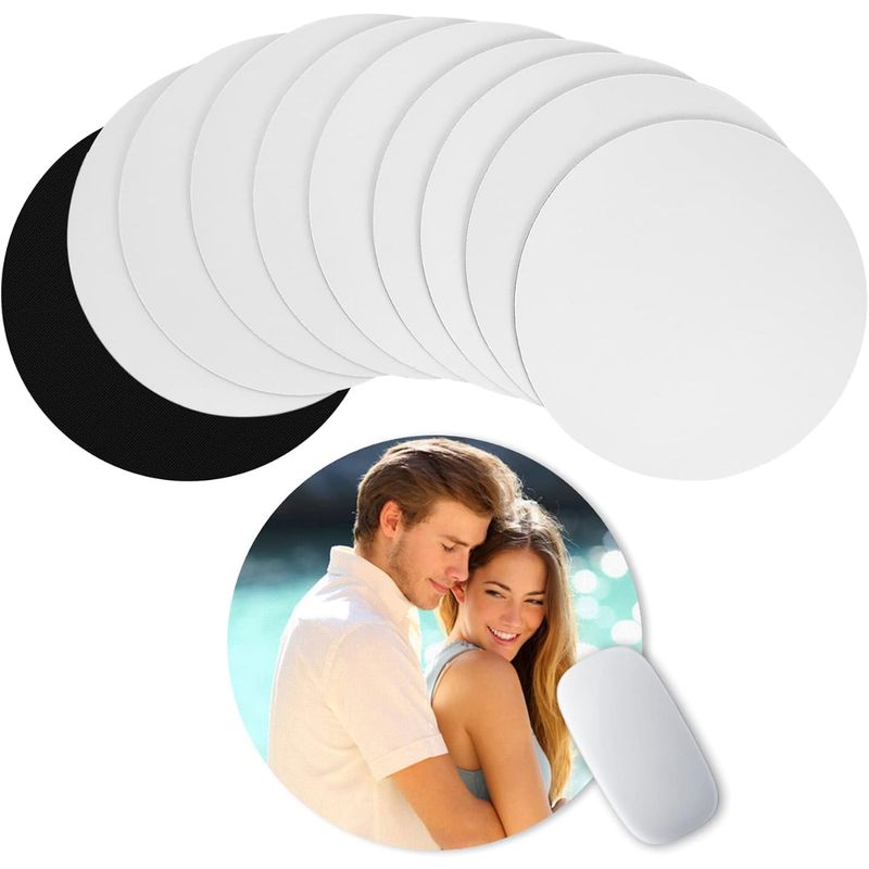 GENERICO - Pack x 10 Mouspad Circulares Blancos Sublimables Sublimación