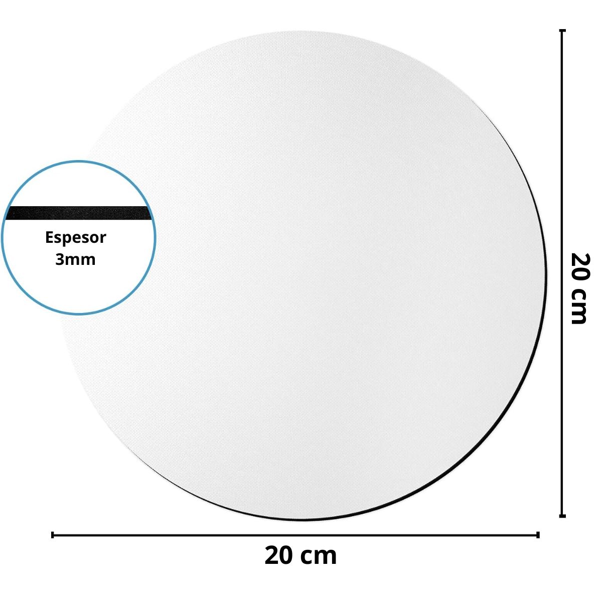 GENERICO - Pack x 10 Mouspad Circulares Blancos Sublimables Sublimación