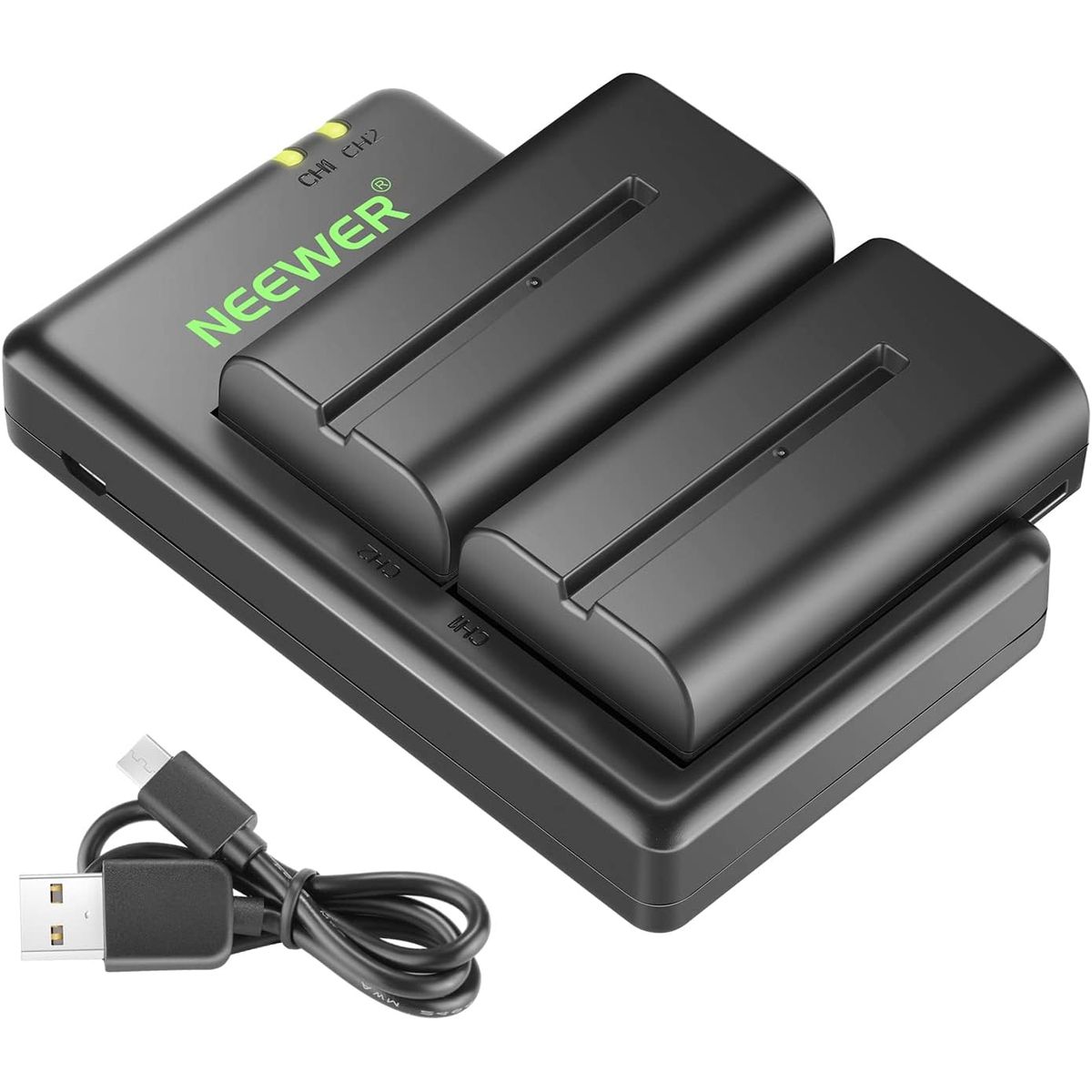 NEEWER - Np-f550 2x Batería Y Cargador P/ 660 480 176 160 Led Luz F100 Monitor