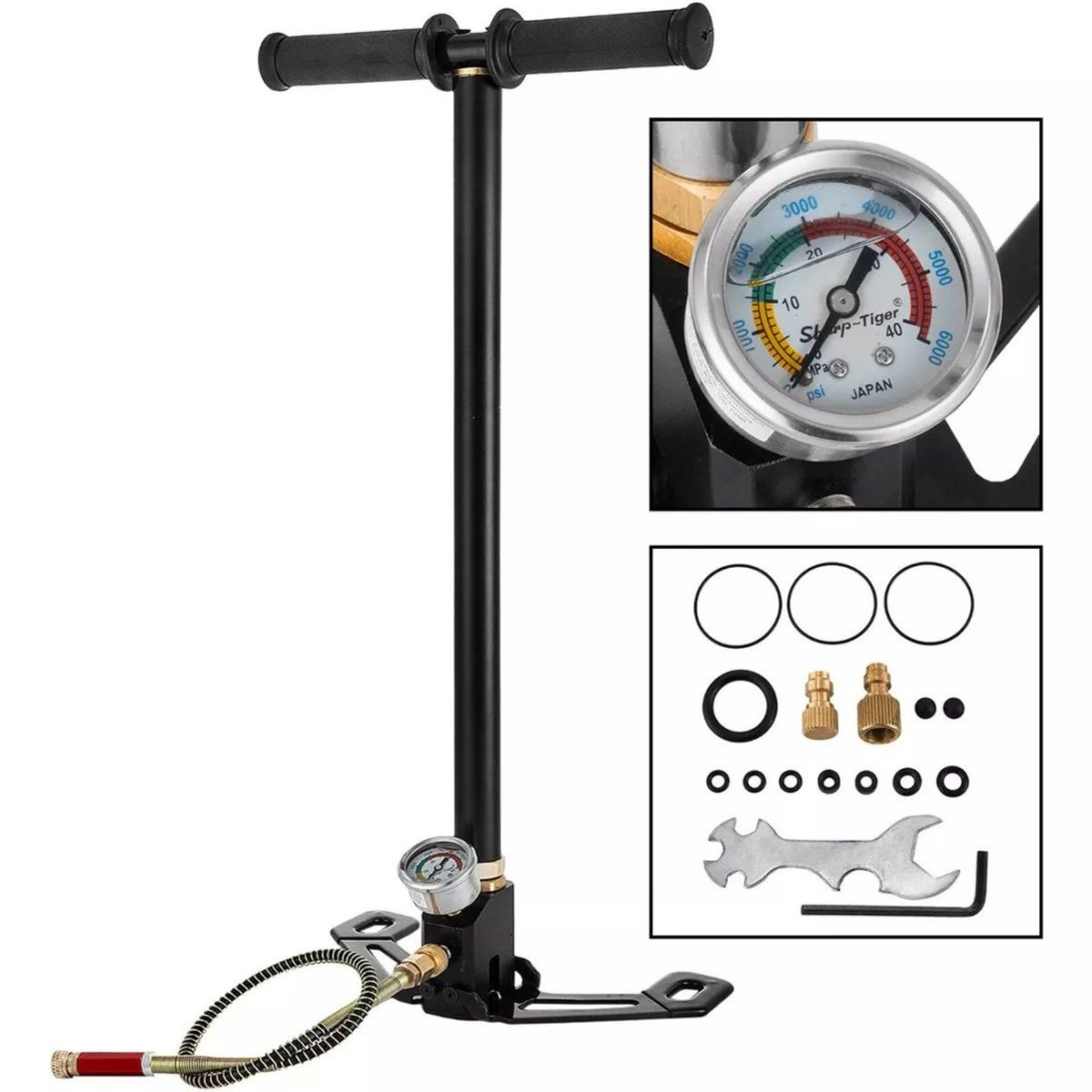 KUANGYE - Inflador De Aire De Bomba Con Manómetro 4500 Psi