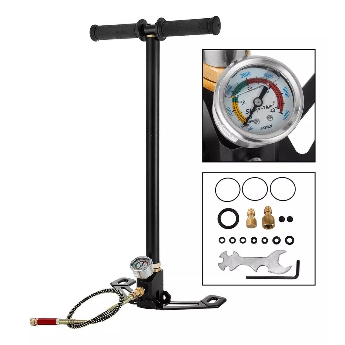 KUANGYE - Inflador De Aire De Bomba Con Manómetro 4500 Psi