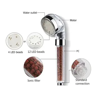 INVENCIBLE - CABEZAL LED DUCHA LUCES COLORES TEMPERATURA MX40