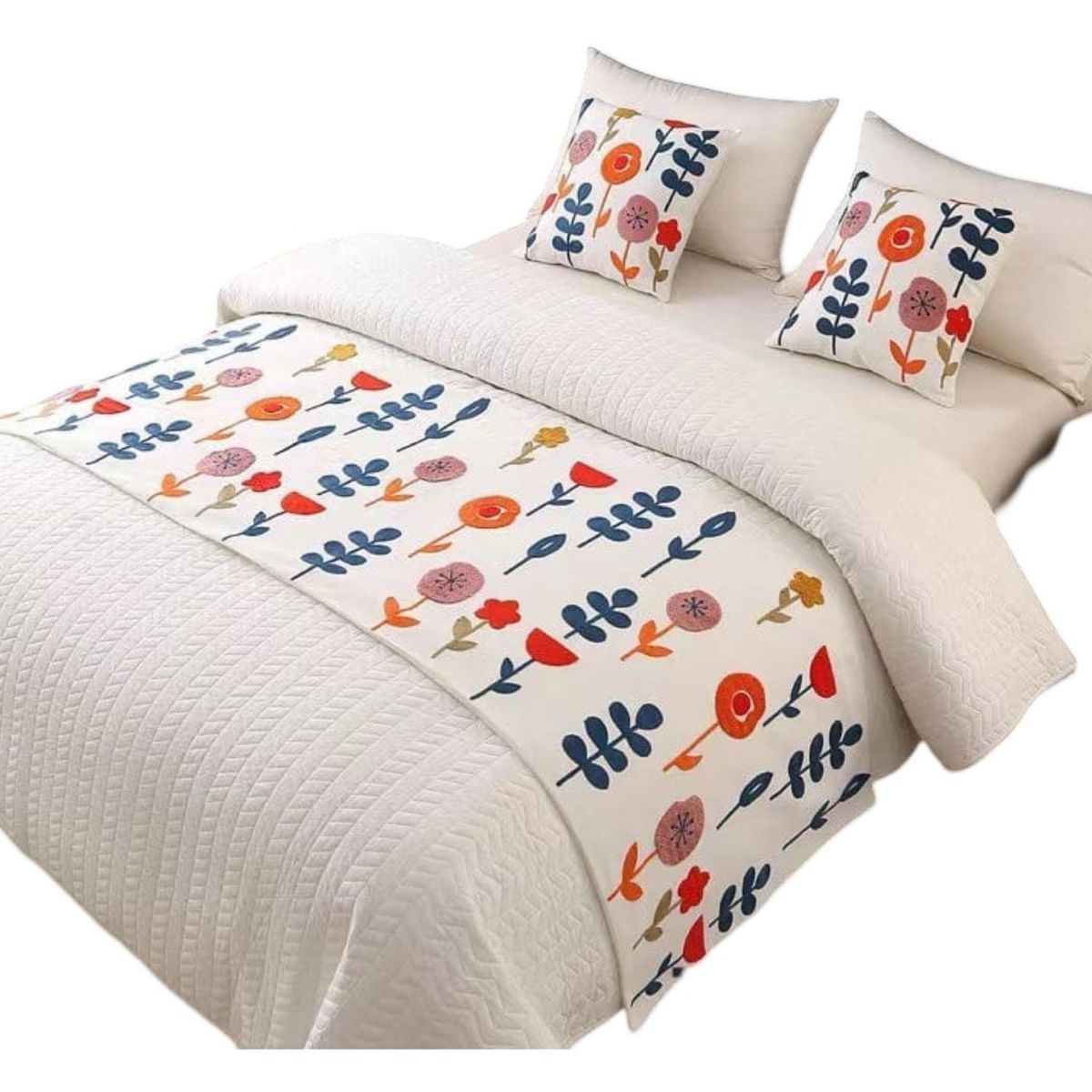 GENERICO - Piecera Bordada para Cama - Sin Fundas de Cojín D2