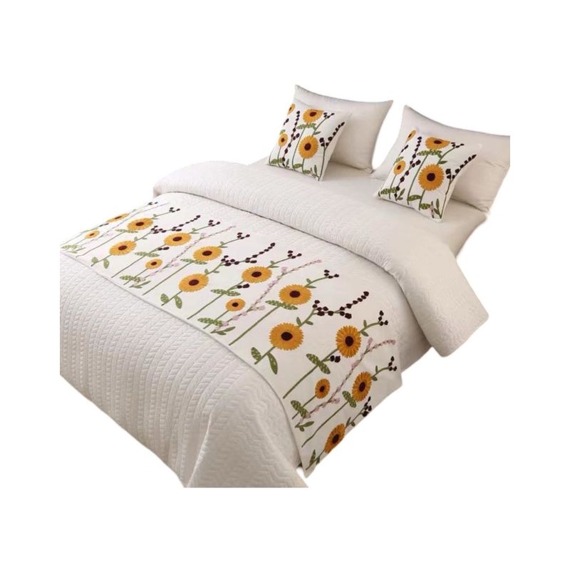 GENERICO - Piecera Bordada para Cama - Sin Fundas de Cojín D8