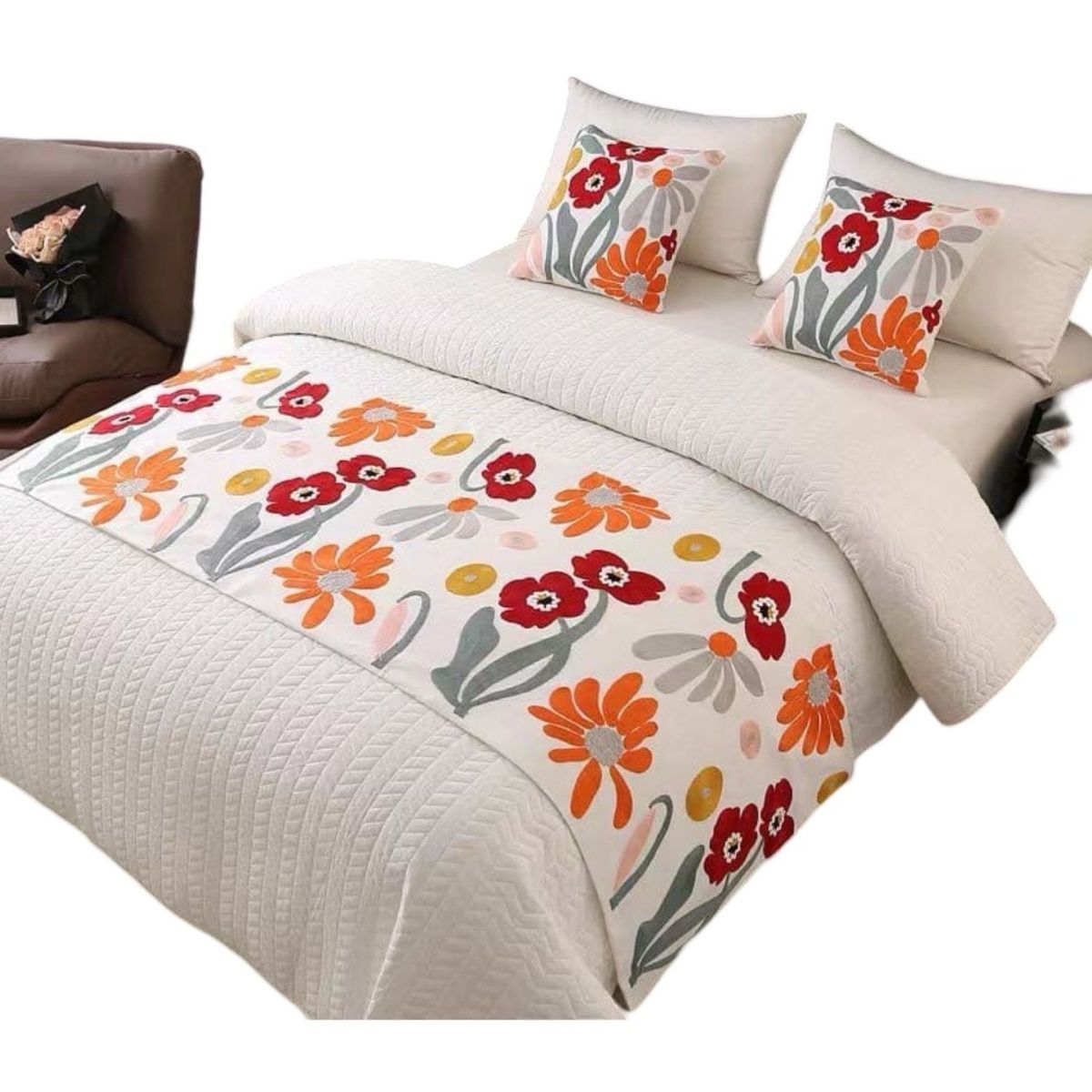 GENERICO - Set Bordado Piecera y 2 Fundas de Cojín S4