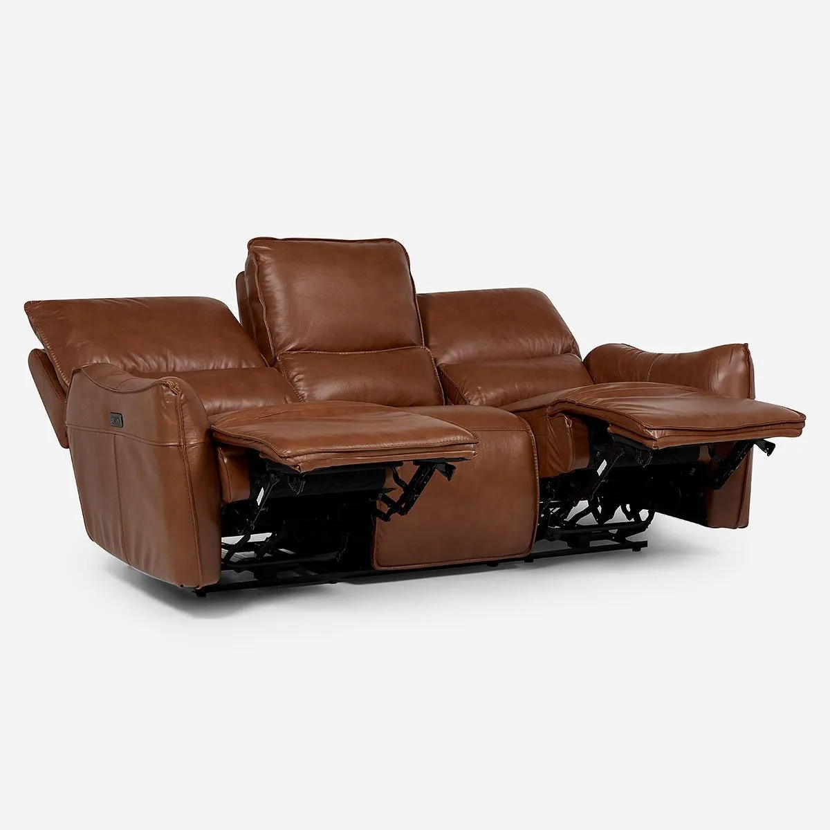 ROSEN - Sofá Reclinable Matt Eléctrico 3 Cuerpos Cuero Café