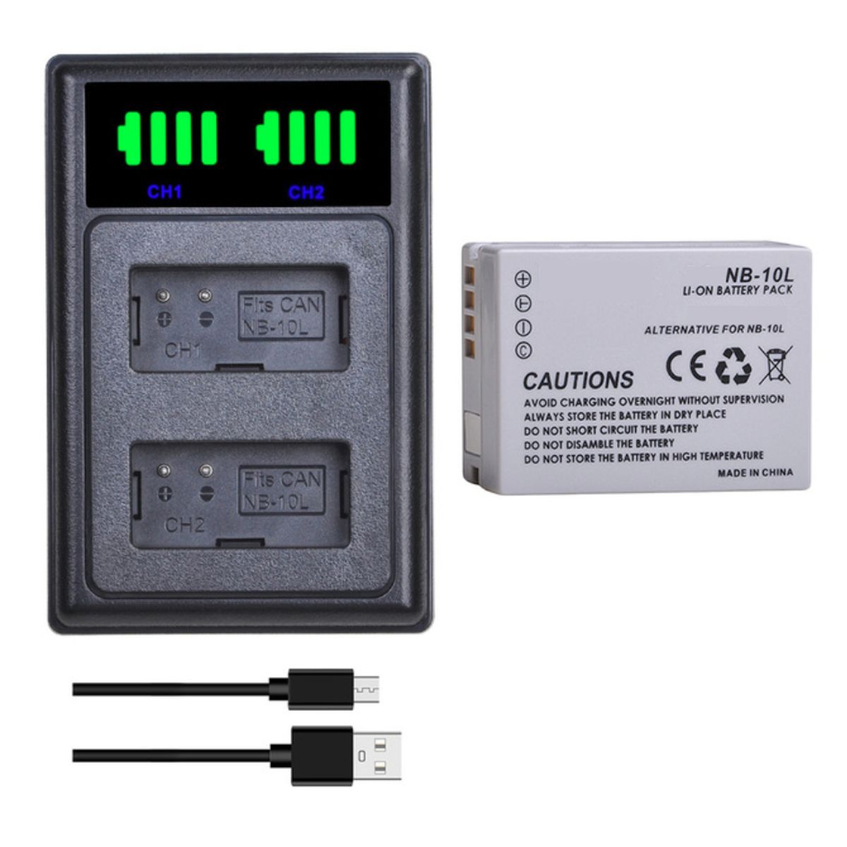 GENERICO - BATERÍA NB-10L + CARGADOR DOBLE CB-2LCE ALTERNATIVO CANON