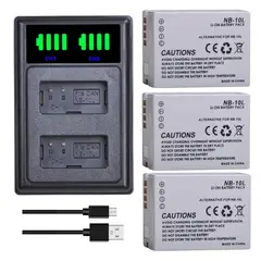 GENERICO - 3 BATERÍAS NB-10L + CARGADOR DOBLE CB-2LCE ALTERNATIVO CANON