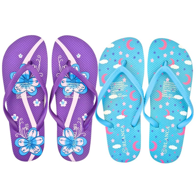 MPROPIA - Pack 2 Pares Chalas Mujer Hawaianas Sandalias Suela Goma 1013