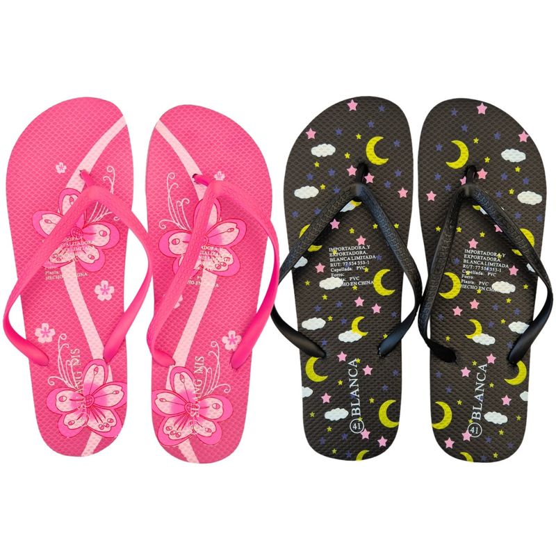 MPROPIA - Pack 2 Pares Chalas Mujer Hawaianas Sandalias Suela Goma 1013