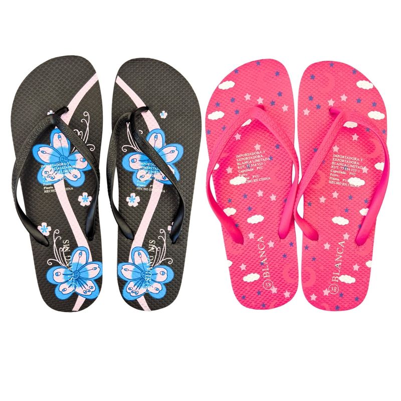 MPROPIA - Pack 2 Pares Chalas Mujer Hawaianas Sandalias Suela Goma 1013