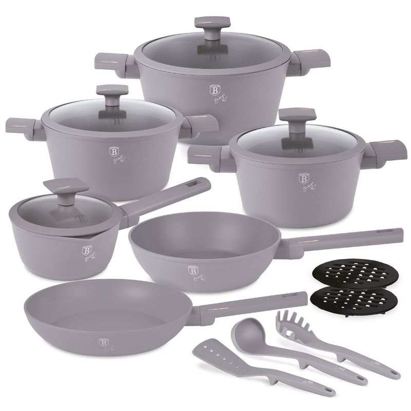 BERLINGER HAUS - BATERIA DE COCINA 15 PZS TAUPE COLLECTION ANTIADHERENTE