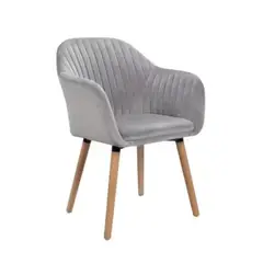 GENERICO - Sitial terciopelo patas de madera Murano - Gris