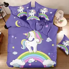 ANGELES DEL HOGAR - Cubrecama Quilt Verano 15 Plazas Unicornio Morado