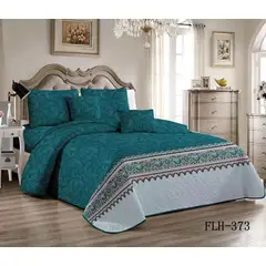 ANGELES DEL HOGAR - Cubrecama Quilt Verano 15 Plazas Diseño FLH373 Verde